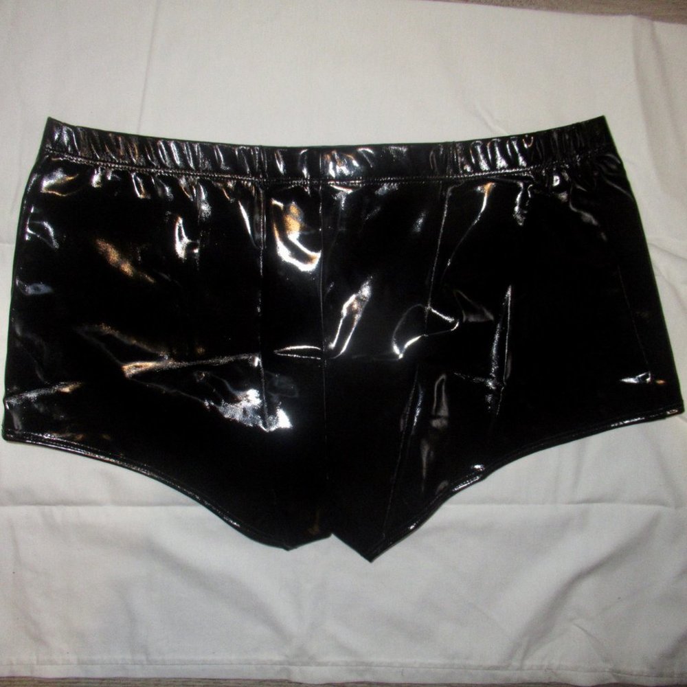 NWT Patrice Catanzaro Black Vinyl South Beach Boxer Shorts Size M - Picture 3 of 8
